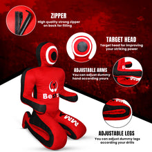 Load image into Gallery viewer, MMA Grappling Dummy -Brazilian Jiu Jitsu Dummy Wrestling Grappling BJJ Dummy, Judo Punching Bag Throwing Dummy for Karate, Boxing Training Black Red-UNFILLED
