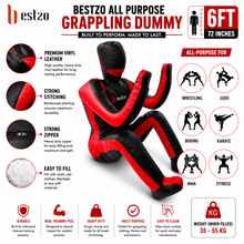 Load image into Gallery viewer, MMA Grappling Dummy, Handmade BJJ Wrestling Dummy Judo Punching Bag Brazilian JIU Jitsu Submission Self Defense- Vinyl 170cm Unfilled