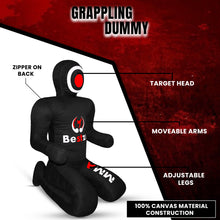 Load image into Gallery viewer, MMA Grappling Dummy -Brazilian Jiu Jitsu Dummy Wrestling Grappling BJJ Dummy, Judo Punching Bag Throwing Dummy for Karate, Boxing Training Black-UNFILLED