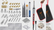 Load and play video in Gallery viewer, BESTZO Wood Burning Kit -LCD Wood Burning Tool Kit With Soldering Iron, Pyrography Wood Burning Pen With Embossing, Carving, (Soldering Tip)
