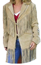 Load image into Gallery viewer, Western Leather Jackets for Women Cowgirl Leather Fringe Beaded Coat Suede Leather shirt