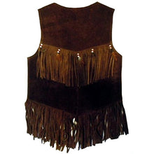 Load image into Gallery viewer, Western Leather Vest for Women Cowgirl Leather Fringe Beaded Coat Suede Leather shirt