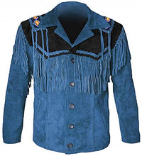 Load image into Gallery viewer, Western Leather Jackets for Men Cowboy Leather Jacket and Fringe Beaded Coat Suede Leather shirt