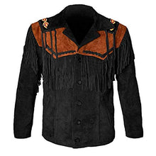 Load image into Gallery viewer, Western Leather Jackets for Men Cowboy Leather Jacket and Fringe Beaded Coat Suede Leather shirt
