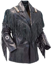 Load image into Gallery viewer, Men's Fashion Western Genuine Cowboy Jacket Native American Wears Fringed & Beaded Jacket Real Leather