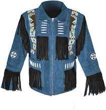 Load image into Gallery viewer, Western Leather Jackets for Men Cowboy Leather Jacket and Fringe Eagle Beaded Coat Suede Leather shirt