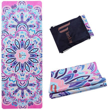 Load image into Gallery viewer, BESTZO Travel Yoga Mat-Sweat Absorbent Anti Slip Portable 1/16' Ultra Thin Folding Mat for Yoga Pilates Exercise (Carrying Bag)