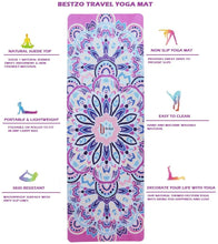 Load image into Gallery viewer, BESTZO Travel Yoga Mat-Sweat Absorbent Anti Slip Portable 1/16' Ultra Thin Folding Mat for Yoga Pilates Exercise (Carrying Bag)