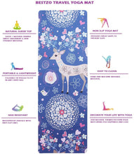 Load image into Gallery viewer, BESTZO Travel Yoga Mat-Sweat Absorbent Anti Slip Portable 1/16' Ultra Thin Folding Mat for Yoga Pilates Exercise (Carrying Bag)
