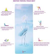Load image into Gallery viewer, BESTZO Travel Yoga Mat-Sweat Absorbent Anti Slip Portable 1/16' Ultra Thin Folding Mat for Yoga Pilates Exercise (Carrying Bag)