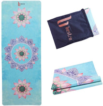 Load image into Gallery viewer, BESTZO Travel Yoga Mat-Sweat Absorbent Anti Slip Portable 1/16' Ultra Thin Folding Mat for Yoga Pilates Exercise (Carrying Bag)