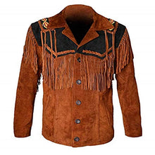 Load image into Gallery viewer, Western Leather Jackets for Men Cowboy Leather Jacket and Fringe Beaded Coat Suede Leather shirt