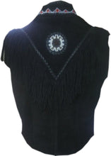 Load image into Gallery viewer, Western Leather Vest for Men Cowboy Leather Jacket and Fringe Beaded Vest Suede Leather