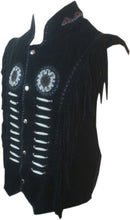 Load image into Gallery viewer, Western Leather Vest for Men Cowboy Leather Jacket and Fringe Beaded Vest Suede Leather