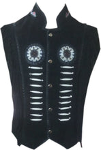 Load image into Gallery viewer, Western Leather Vest for Men Cowboy Leather Jacket and Fringe Beaded Vest Suede Leather