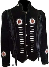 Load image into Gallery viewer, Western Leather Jackets for Men Cowboy Leather Jacket and Fringe Beaded Coat Suede Leather shirt