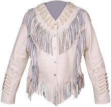 Load image into Gallery viewer, Western Leather Jackets for Women Cowgirl Leather Fringe Beaded Coat Suede Leather shirt
