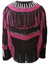 Load image into Gallery viewer, Western Leather Vest for Women Cowgirl Leather Fringe Beaded Coat Suede Leather shirt
