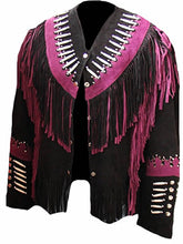 Load image into Gallery viewer, Western Leather Vest for Women Cowgirl Leather Fringe Beaded Coat Suede Leather shirt