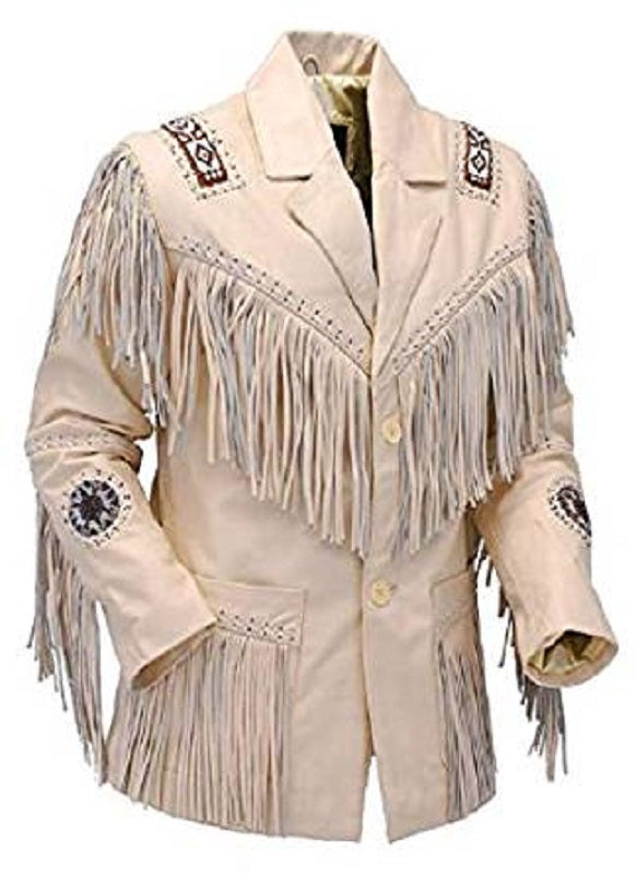 Men s Fashion Western Genuine Cowboy Jacket Native American Wears Frin BESTZO