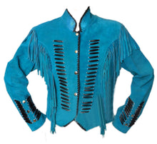 Load image into Gallery viewer, Western Leather Vest for Women Cowgirl Leather Fringe Beaded Coat Suede Leather shirt