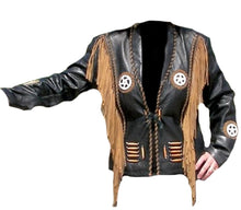 Load image into Gallery viewer, Bestzo Women's Fashion Real Leather western style Motorcycle Leather Jacket