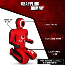 Load image into Gallery viewer, MMA Grappling Dummy -Brazilian Jiu Jitsu Dummy Wrestling Grappling BJJ Dummy, Judo Punching Bag Throwing Dummy for Karate, Boxing Training Black Red-UNFILLED
