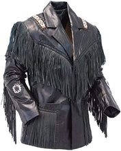 Load image into Gallery viewer, Men&#39;s Fashion Western Genuine Cowboy Jacket Native American Wears Fringed &amp; Beaded Jacket Real Leather
