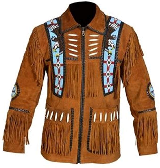 Western Leather Jackets for Men Cowboy Leather Jacket and Fringe Beaded Coat Suede Leather shirt