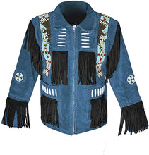 Load image into Gallery viewer, Western Leather Jackets for Men Cowboy Leather Jacket and Fringe Eagle Beaded Coat Suede Leather shirt

