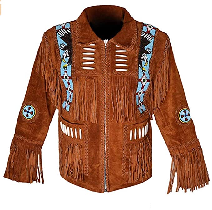 Western Leather Jackets for Men Cowboy Leather Jacket and Fringe Eagle ...