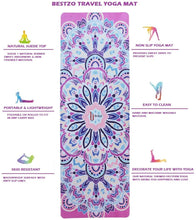 Load image into Gallery viewer, BESTZO Travel Yoga Mat-Sweat Absorbent Anti Slip Portable 1/16&#39; Ultra Thin Folding Mat for Yoga Pilates Exercise (Carrying Bag)
