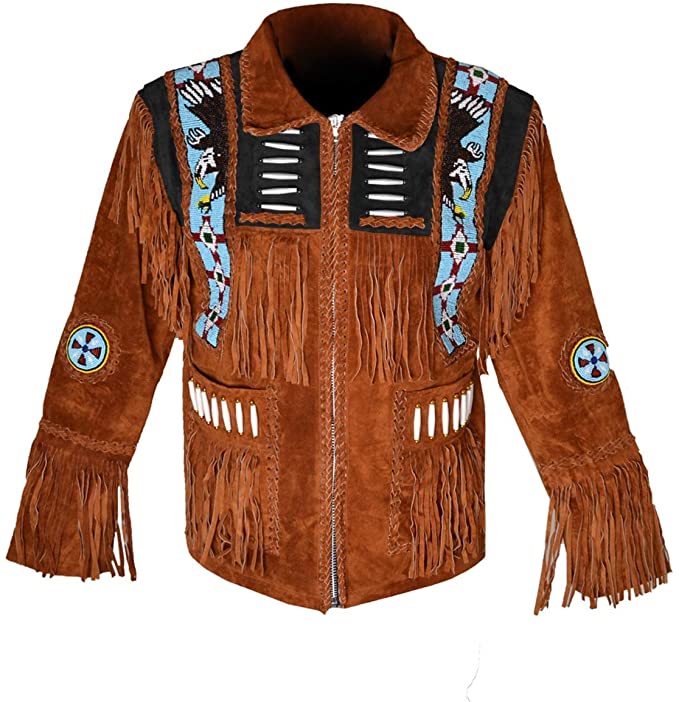 Western Leather Jackets for Men Cowboy Leather Jacket and Fringe Eagle ...