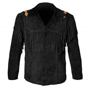 Western Leather Jackets for Men Cowboy Leather Jacket and Fringe Beaded Coat Suede Leather shirt