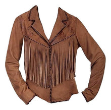 Load image into Gallery viewer, Western Leather Jackets for Women Cowgirl Leather Fringe Beaded Coat Suede Leather shirt
