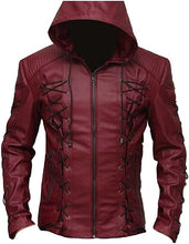 Load image into Gallery viewer, Bestzo Men&#39;s Arrow Arsenal Jacket Leather Red, High Quality, Xs-5xl
