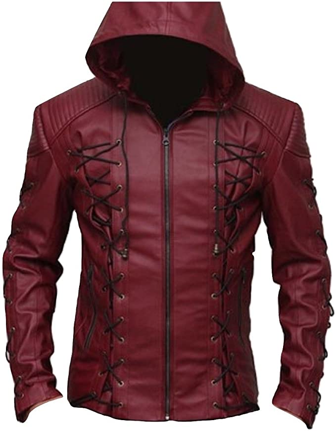 Bestzo Men's Arrow Arsenal Jacket Leather Red, High Quality, Xs-5xl