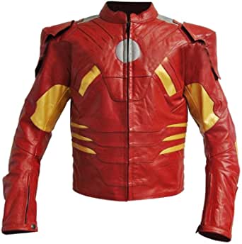 BESTZO Men's Fashion Motorbike Avengers Iron Man Motorcycle Leather Jacket